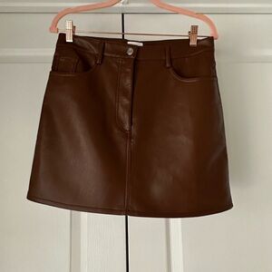 Wilfred faux Brown Leather Mini Skirt